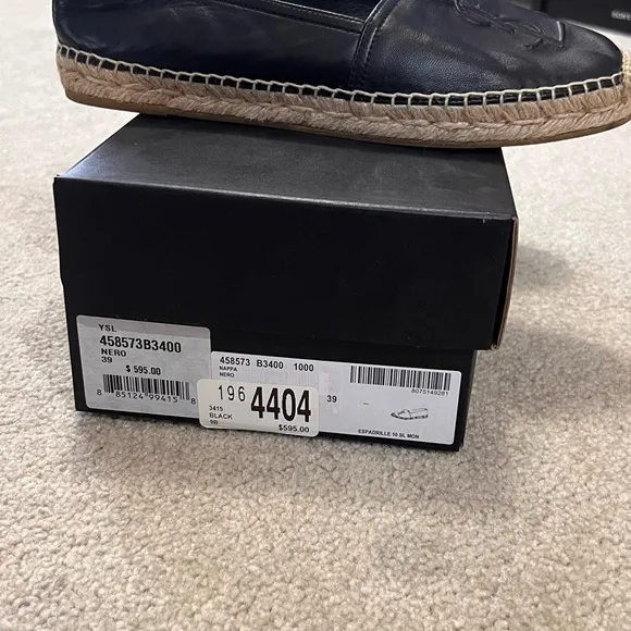 Yves Saint Laurent Black Leather Loafers Slip-Ons
