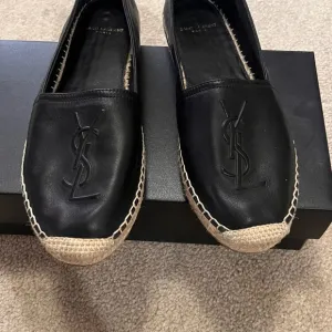 Yves Saint Laurent Black Leather Loafers Slip-Ons