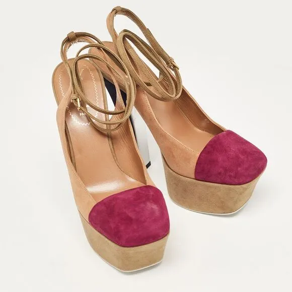 Yves Saint Laurent Multicolor Suede Ankle Strap Pumps Size 37
