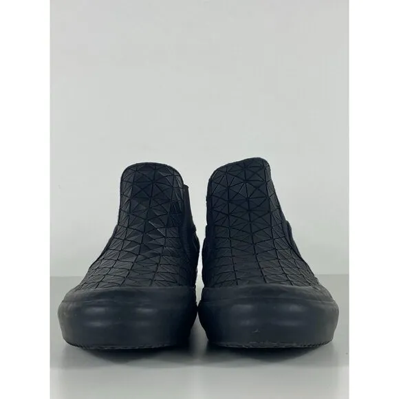 Zara Man Rubber Texture Square/Diamond Pattern Slip On Sneakers Black 44 F147